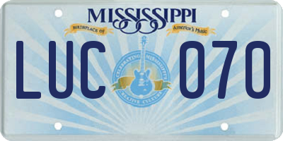 MS license plate LUC070