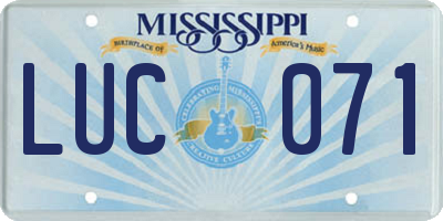 MS license plate LUC071