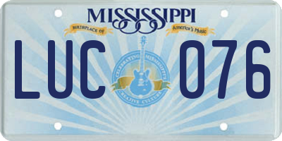 MS license plate LUC076