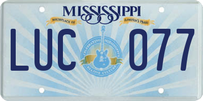 MS license plate LUC077