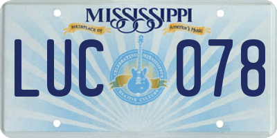 MS license plate LUC078