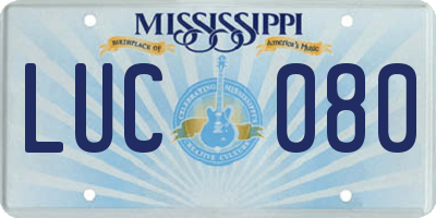 MS license plate LUC080