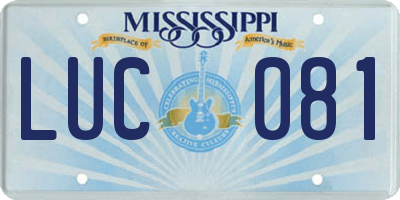 MS license plate LUC081