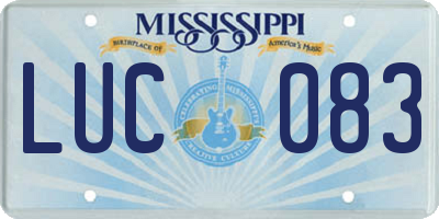 MS license plate LUC083