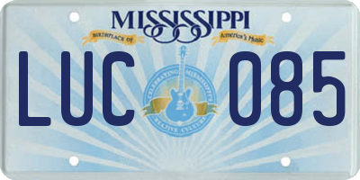 MS license plate LUC085