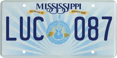 MS license plate LUC087
