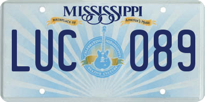 MS license plate LUC089