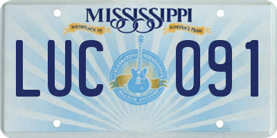 MS license plate LUC091