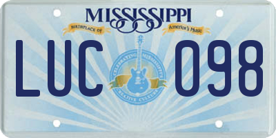 MS license plate LUC098