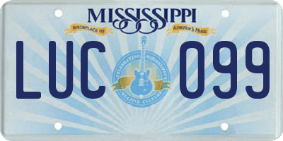 MS license plate LUC099
