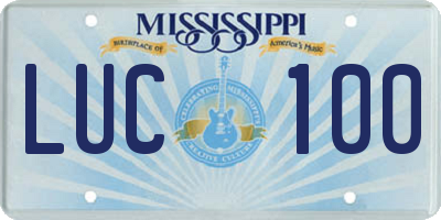 MS license plate LUC100