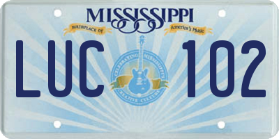 MS license plate LUC102