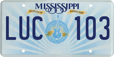 MS license plate LUC103