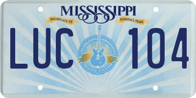 MS license plate LUC104