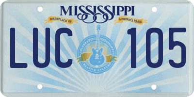 MS license plate LUC105