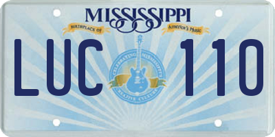 MS license plate LUC110