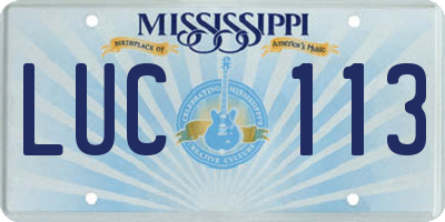 MS license plate LUC113