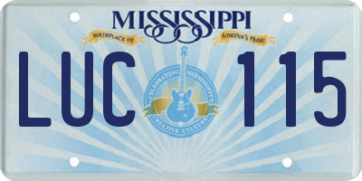 MS license plate LUC115