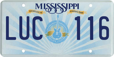 MS license plate LUC116