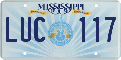 MS license plate LUC117