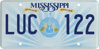 MS license plate LUC122