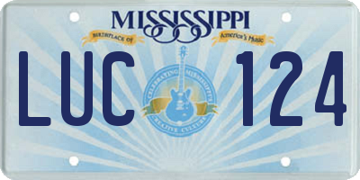 MS license plate LUC124