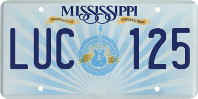 MS license plate LUC125