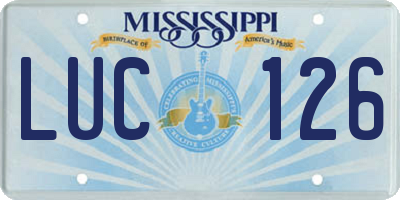 MS license plate LUC126