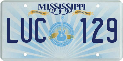 MS license plate LUC129