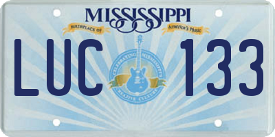 MS license plate LUC133
