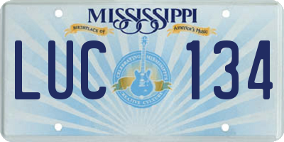 MS license plate LUC134