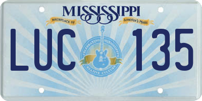 MS license plate LUC135