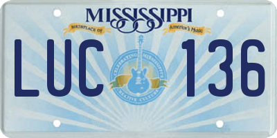 MS license plate LUC136
