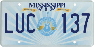 MS license plate LUC137