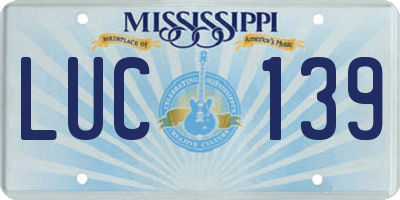 MS license plate LUC139