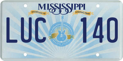 MS license plate LUC140