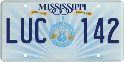 MS license plate LUC142
