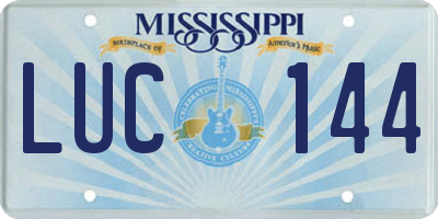 MS license plate LUC144
