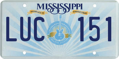 MS license plate LUC151