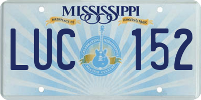 MS license plate LUC152