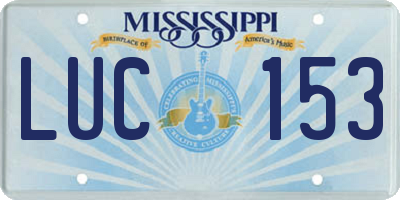 MS license plate LUC153