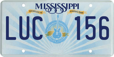 MS license plate LUC156