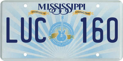 MS license plate LUC160