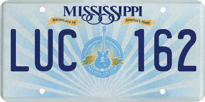 MS license plate LUC162