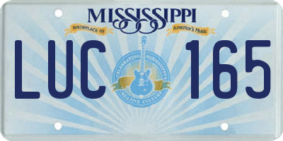 MS license plate LUC165