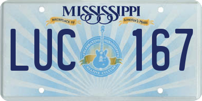 MS license plate LUC167