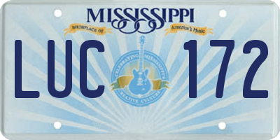 MS license plate LUC172