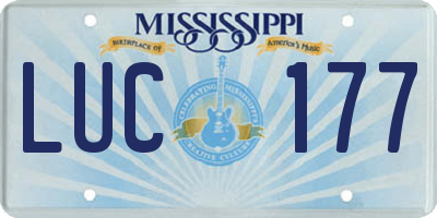 MS license plate LUC177