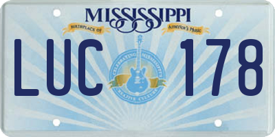 MS license plate LUC178
