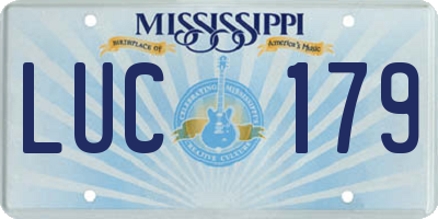 MS license plate LUC179